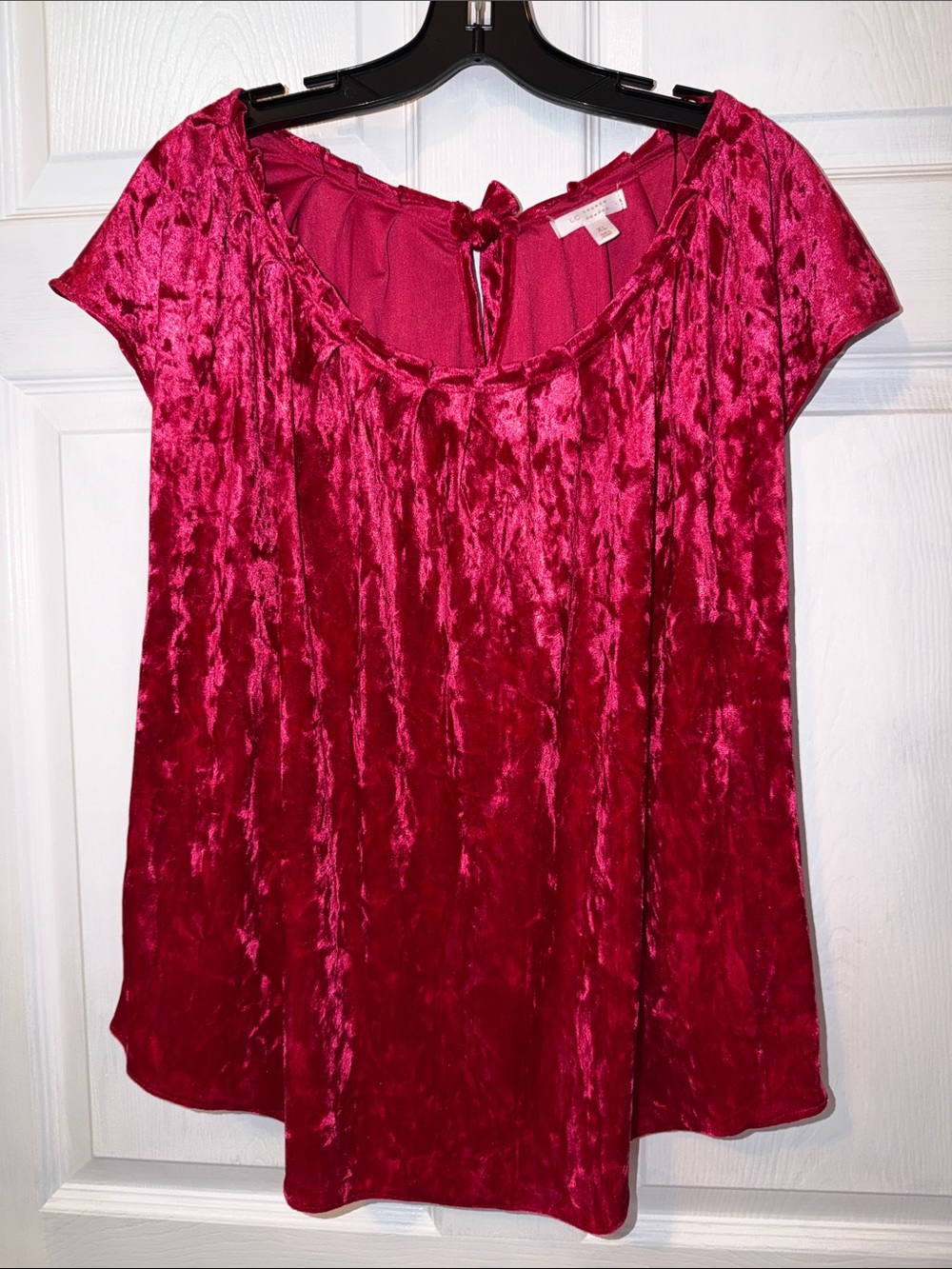 LC Lauren Conrad Crushed Velvet Scoop Neck Top - Berry